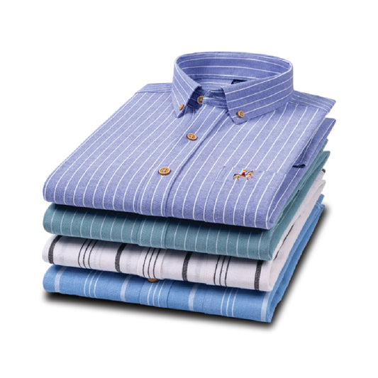 New Pure Cotton Oxford Textile Men's Shirt With Horse Label Slim And Comfortable Long-sleeved