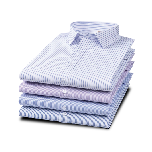 Men's Solid Color Striped Anti-wrinkle Non-ironing Fashion Business White Shirts