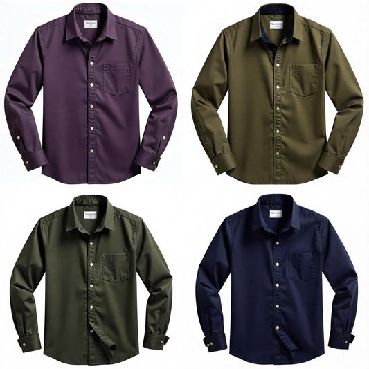 Men's Classic Button-Down Shirt - Pack of 4 - Available in Multiple Colors